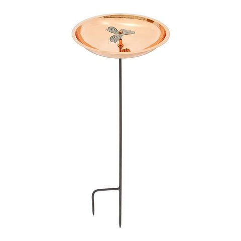 Oakestry Outdoor Copper birdbaths Birdfeeder with Metal Stake for Yard Lawn Decorations Pure Copper Hammered Bird Bath/Feeder Garden Bird Bath Fountain
