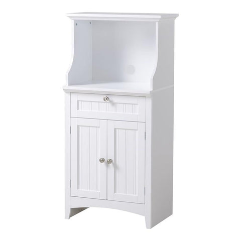 OS Home and Office Furniture 23.5" Wood Microwave/Coffee Maker Cabinet in White