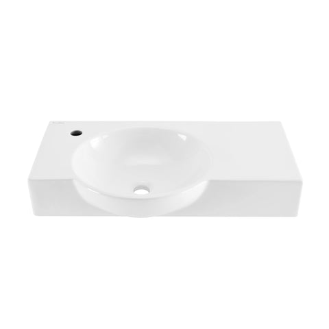 Swiss Madison Well Made Forever SM-WS326 Château 30" Left Side Faucet Wall-Mount Bathroom Sink, Glossy White