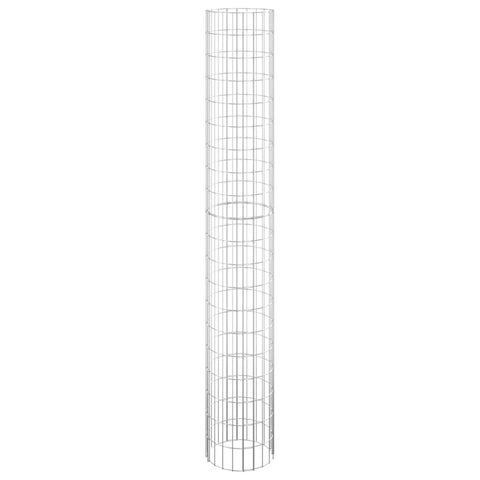 vidaXL Circular Gabion Pole - Galvanized Steel Construction, Rustproof and Weather-Resistant, Ideal for Garden and Patio, Stunning Silver Color, Dimensions: 11.8" x 78.7" (Dia. x H)