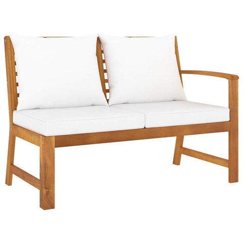 vidaXL Patio Bench with Cream Cushions, 45.1" Wide, Solid Acacia Wood Construction, Weather-Resistant, Ideal for Outdoor Use - Rustic Charm for Patio, Garden, Deck