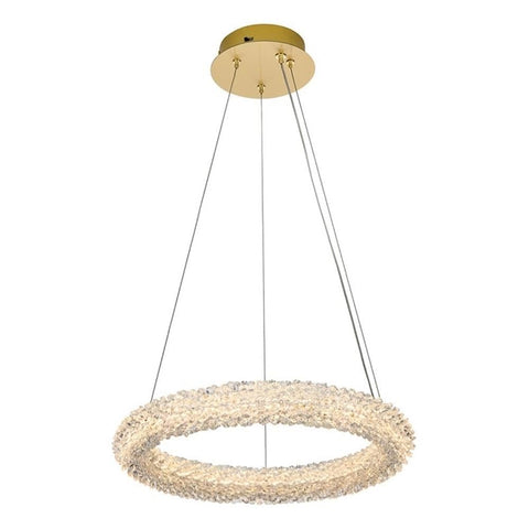 Elegant Lighting Bowen 18" 1-Light Metal Adjustable LED Chandelier in Gold