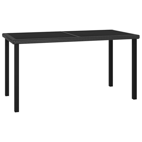 vidaXL Patio Dining Table, 55.1"x27.6"x28.7", Black, Modern Outdoor Table Made of Poly Rattan, Powder-Coated Steel and Tempered Glass