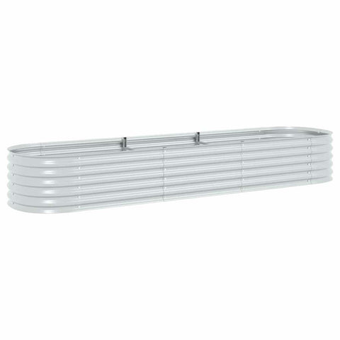 vidaXL Garden Raised Bed Galvanised Steel, Oval Garden Planter for Flowers and Planters, Bottomless Raised Flower Bed, Weather-Resistant, Silver, 126"x31.5"x17.3"