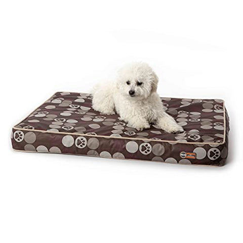 K&H Pet Products Indoor/Outdoor Superior Orthopedic Dog Bed Brown/Paw Small 27 X 36 X 4 Inches