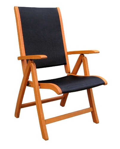 International Caravan Furniture Piece Set of Two Royal Tahiti Outdoor Wood 5-Position Folding Chair, Blue