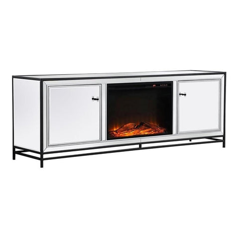 Elegant Decor James TV Stand for TVs up to 65" with Wood Fireplace in Black