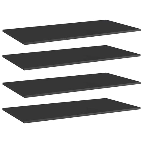 vidaXL High Gloss Black Bookshelf Boards – 39.4"x19.7"x0.6" – Made of Durable Engineered Wood – Ideal for Extra Storage - Pack of 4