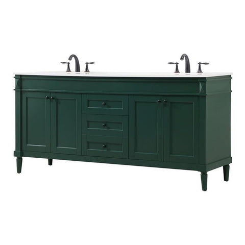 Elegant Decor Indoor Modern Under Sink Bathroom Fixtures Storage Organizer Cabinet 72 inch Double Bathroom Vanity - Green