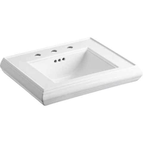 Kohler K-2239-8-0 Memoirs Pedestal Bathroom Sink Basin with 8" Centers, White