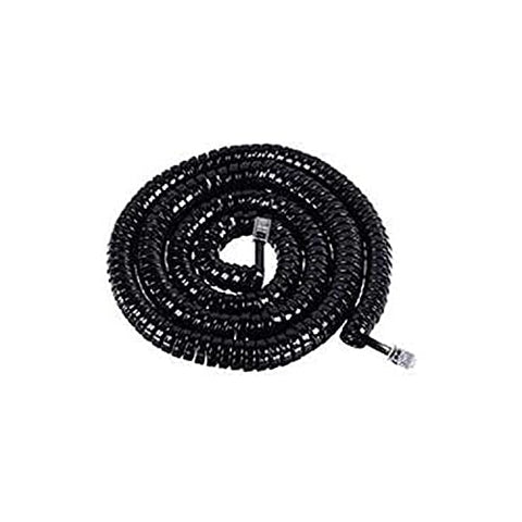 Cablesys Coiled Telephone Handset Cord for Use with PBX Phone Systems, VoIP Telephones - 25 Ft Uncoiled, Rj22, 1.5 Inch Lead on Both Ends, Dolphin Gray