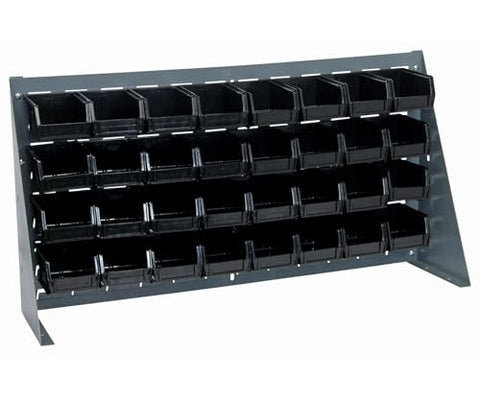 Quantum Storage Systems QBR-3619-210-32BK Ultra Bin Complete Bench Rack Package with 32 Ultra Bins, 36" x 8" x 19" , Black
