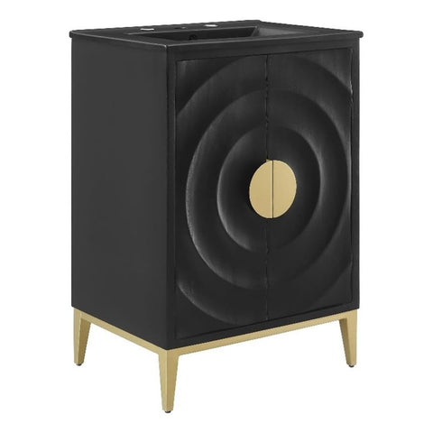 Modway Beau 24 Inch Wood Bathroom Vanity Cabinet in Black Black