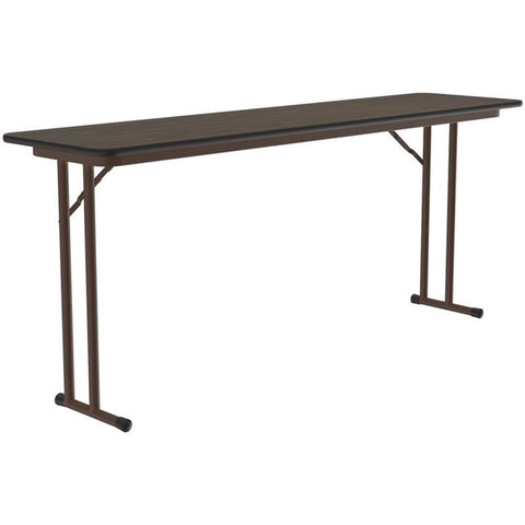 Correll ST1872PX 01 High Pressure Laminate Classroom, Training and Seminar Off Set Leg Folding Table, Rectangular, 18" Width x 72" Length, Seats 3, Walnut