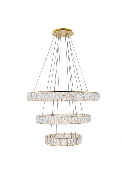 Elegant Lighting Indoor Modern Home Decorative Bright Monroe Integrated LED chip Light Gold Chandelier Clear Royal Cut Crystal