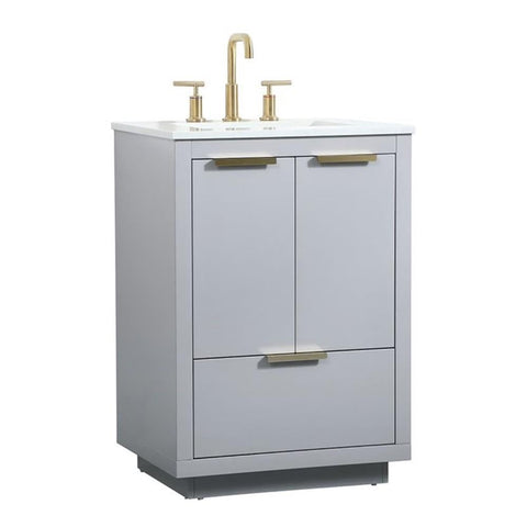 Elegant Decor Blake 24" Aluminum Alloy MDF Single Bathroom Vanity in Gray