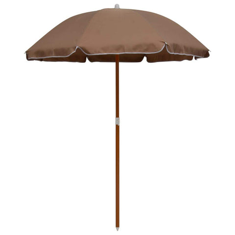 vidaXL Taupe Outdoor Parasol with UV Protective Polyester and Steel Pole - 70.9” Diameter, Easy Clean, Wood-Color Coating, 8 Rib Structure for Stability