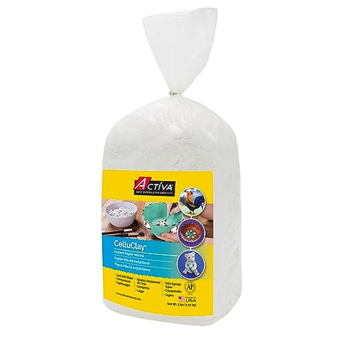 Activa CelluClay Instant Paper Mâché, White, 5lb (2.27kg) | Super Fine Sculpting & Texturing Material for Arts & Crafts