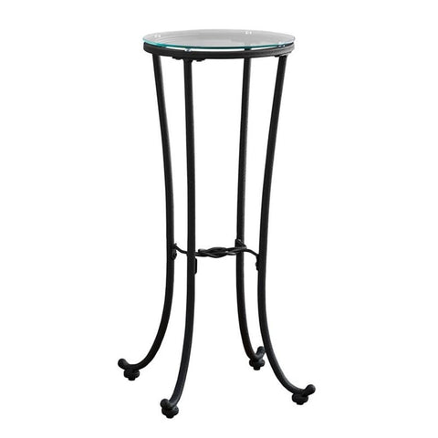 Monarch Specialties Hammered Metal with Tempered Glass Accent Table, 12"L x 12"W x 28"H, Black