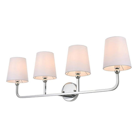 Living District Colson 4-Light Metal & Fabric Bath Sconce in Chrome/White