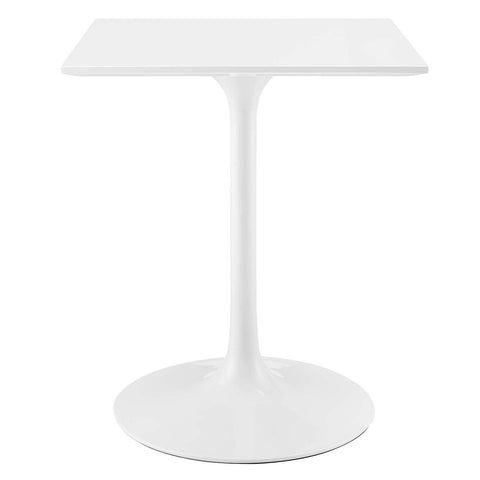 Modway Lippa Mid-Century Modern 24" Square Dining Table, White Base