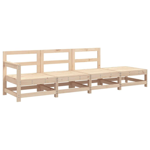 vidaXL Patio Lounge Set - 4 Piece Outdoor Wooden Furniture, Solid Pine, Modular Design for Garden, Terrace, or Patio