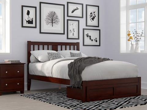 Tahoe Full Bed with Foot Drawer and USB Turbo Charger in Walnut
