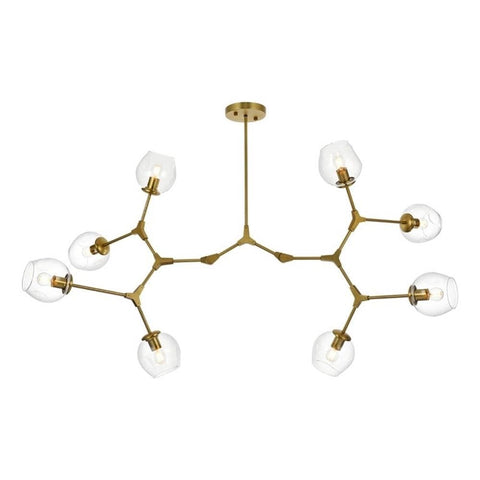 Elegant Lighting Cavoli 61" 9-Light Metal & Glass Chandelier in Brass/Clear