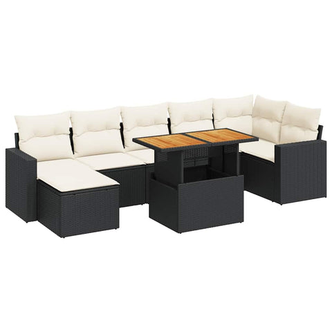 vidaXL 8 Piece Patio Sofa Set with Cushions Black Poly Rattan, Garden Sofa Set, Garden Lounge Set, Poly Rattan Sofa Set, Outdoor Sofa Set