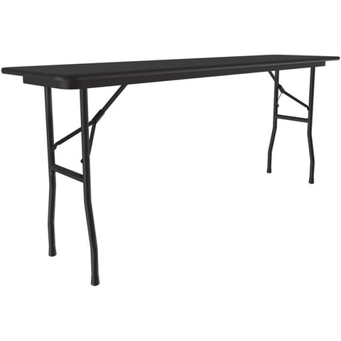 Correll 18"x60" Commercial Duty Folding Table, Black Granite Melamine Top, 5/8" Thick Core, Made in USA, Portable, Strong Steel Apron (CF1860M-07)