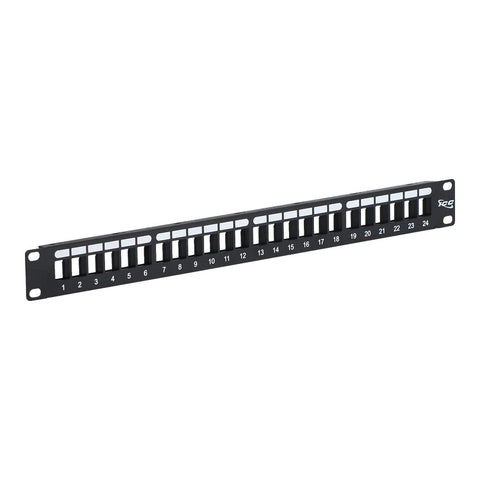 ICC 24 Port Blank Keystone 1U Patch Panel with 19” Metal Rackmount Housing for Slim Profile Keystone Jacks (Sold Separately), UL Listed, IC107BP241
