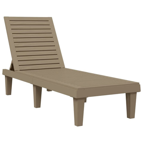 vidaXL Outdoor Adjustable Sun Lounger in Light Brown â€“ Weather-Resistant Lightweight Polypropylene Sun Bed with Imitation Wood Texture Design â€“ Portable Garden Patio Furniture