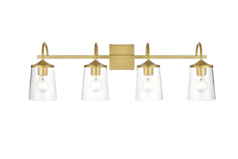Living District Avani 4-Light Iron & Glass Bath Sconce in Brass and Clear