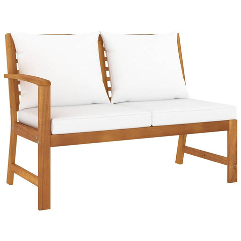 vidaXL Cream Cushioned Patio Bench 45.1", Solid Acacia Wood with Weather- Features and Easy-to-Clean Oil Finish