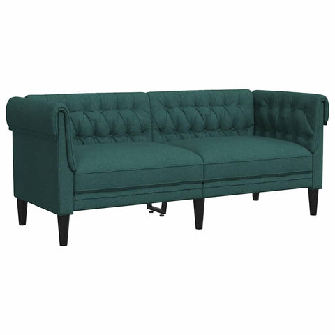 vidaXL Chesterfield Loveseat - Modern 2-Seater Sofa, Dark Green Fabric, Rolled Arms, Sturdy Wooden Frame - Perfect for Living Room or Office