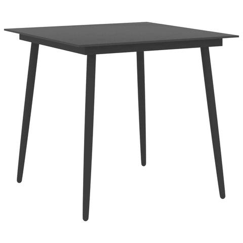 vidaXL Modern Patio Dining Table, 31.5"x31.5"x29.1", Perfect for Outdoor Use, Sturdy Steel Frame and Glass Tabletop, Easy to Clean - Black