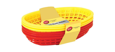 TableCraft 6 Piece Assorted Sandwich & Fry Basket Set, 9", Red & Yellow