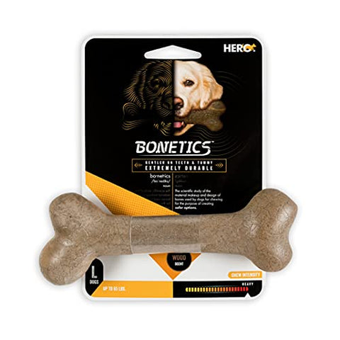 Hero - Bonetics - Dog Bones - Puppy Bones - Designed for Large Dogs Up to 65 lbs (Wood Scent)