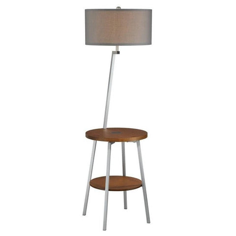 Lite Source Lemington 59" Gray and Silver Table Floor Lamp with Wireless Charging