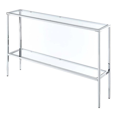 Convenience Concepts Nadia Chrome Console Table 47.25" - Contemporary Modern Sofa Table with Storage Shelf, Narrow Minimalist Entryway Hall Table for Living Room, Bedroom, Bathroom, Glass/Chrome