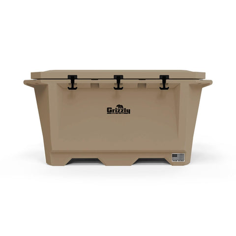 Grizzly 450 Cooler | 450 qt Ice Chest Durable Rotomolded Insulated | Made in USA | Warranty for Life | for Cold Plunge Ice Bath Camping Fishing Hunting | G450 | Tan