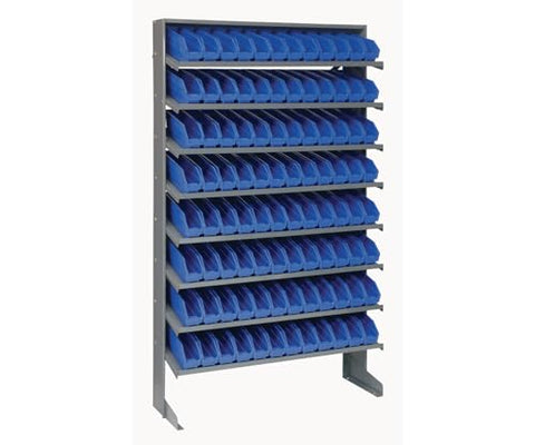Quantum Storage Systems QPRS-100CL Solid Single Sided 8 Shelves 96 Economy Clear Bins 60" H x 36" W x 12" D