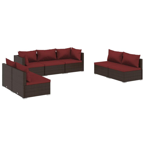 vidaXL Patio Lounge Set 7 Piece, Patio Furniture Set for Outdoor Garden, Sectional Sofa with Cushions, Corner Sofa, Poly Rattan Brown