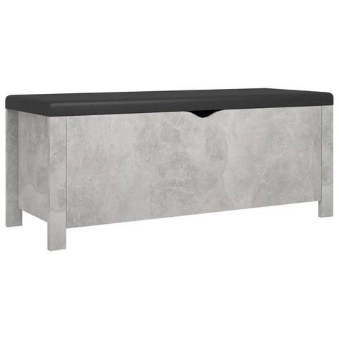 vidaXL Concrete Gray Cushioned Storage Box/Bench - Engineered Wood Organizer for Living Room/Bedroom