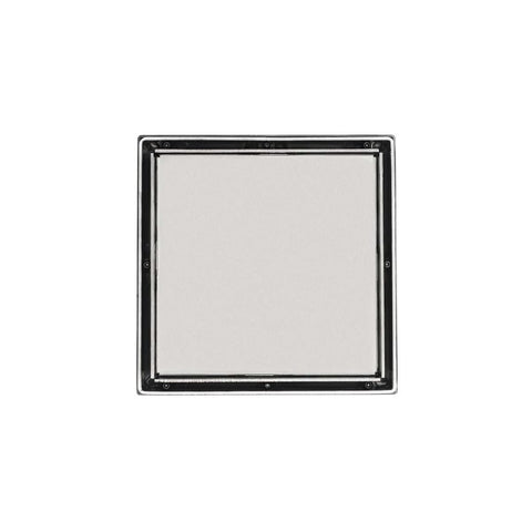 Infinity Drain LTD5-2I 5" x 5" Center Drain LTD 5 Tile Insert Complete Kit with Cast Iron Drain Body, and 2" Threaded Outlet - Satin Stainless