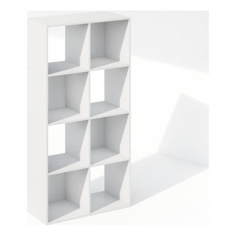 Furinno PELLI Book Shelf, 8-Cube Bookshelf, Horizontal Cube Storage Organizer Bookcase, 11.7 x 23.7 x 47, for Living Room, Bedroom, Home Office, White