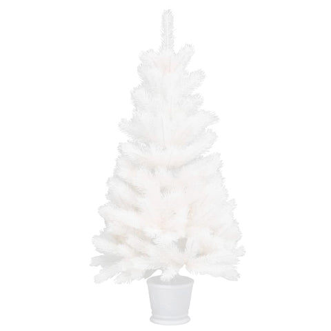 vidaXL 3ft White Artificial Christmas Tree with Pot, Lifelike PE Needles, Weather and Water, Indoor and Outdoor, Reusable and Economical