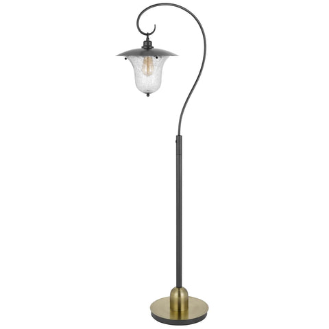 Cal Lighting 60W Walcott downbridge Lantern Metal Floor lamp with bubbled Glass Shade