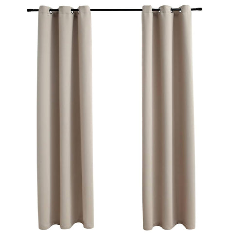 vidaXL Beige Blackout Curtains with Rings, Simple Elegant Design, 2 pcs Set, Fabric, 37"x95", Light Blocking, Machine Washable
