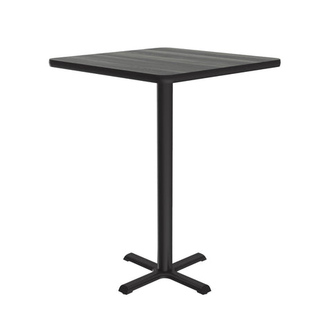 Correll 30" Square, 42" High Standing, Barstool Height Café & Break Room Bistro Table, New England Driftwood HP Laminate Top, Cast Iron Base (BXB30S-52)
